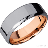 8 mm wide High Bevel Tantalum band featuring a 14K Rose Gold sleeve