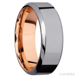 8 mm wide High Bevel Tantalum band featuring a 14K Rose Gold sleeve