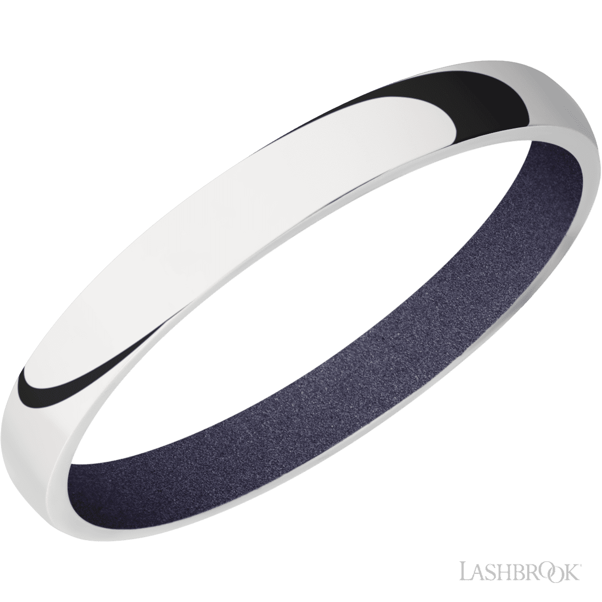 3 mm wide Domed 14K White Gold band featuring a Crushed Orchid sleeve