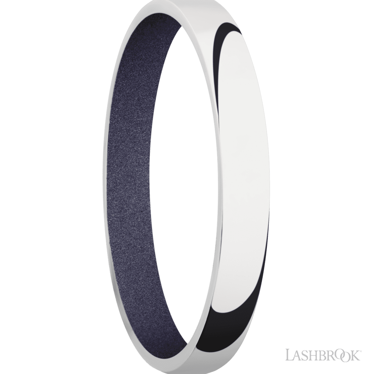3 mm wide Domed 14K White Gold band featuring a Crushed Orchid sleeve