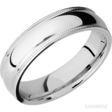 6 mm wide Domed Milgrain Edges 14K White Gold band