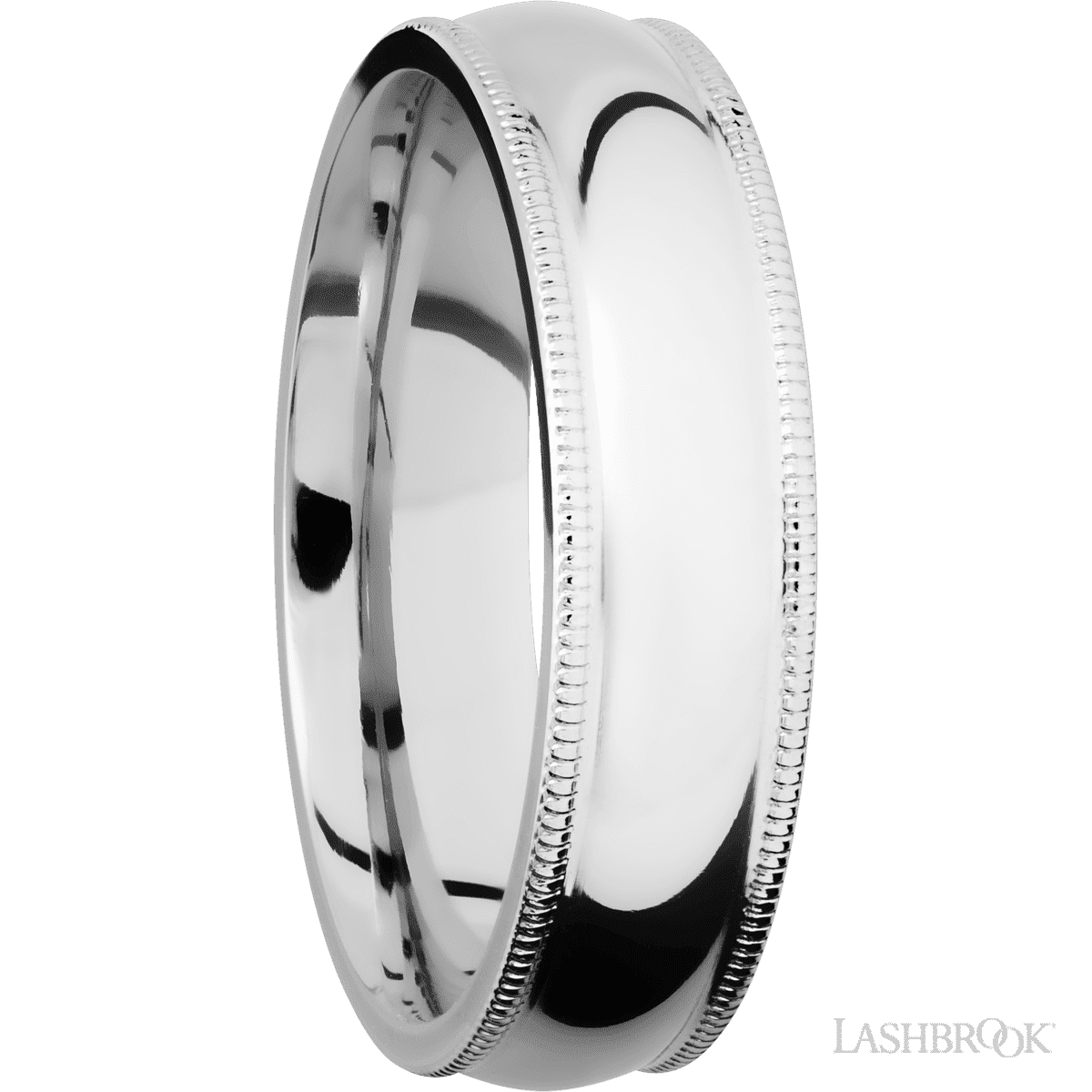 6 mm wide Domed Milgrain Edges 14K White Gold band