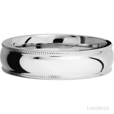 6 mm wide Domed Milgrain Edges 14K White Gold band