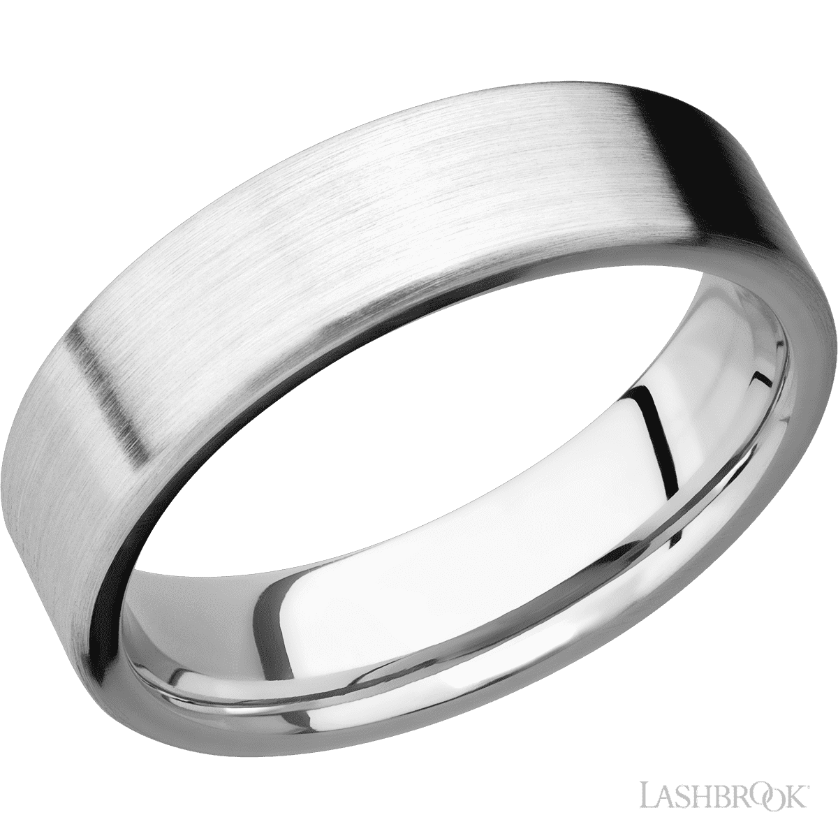 6 mm wide Flat 14K White Gold band