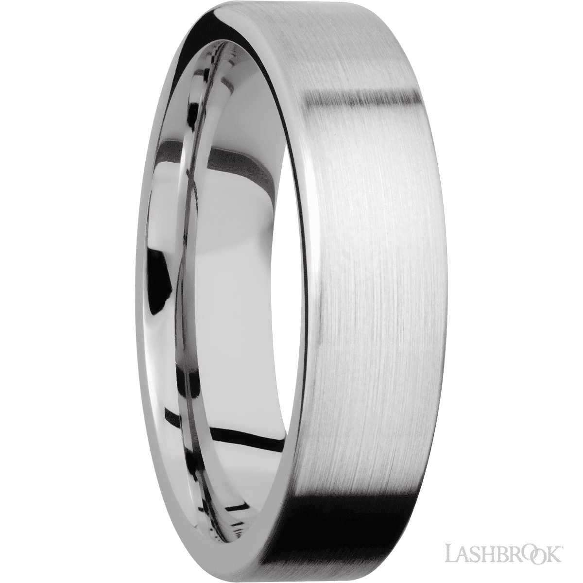 6 mm wide Flat 14K White Gold band