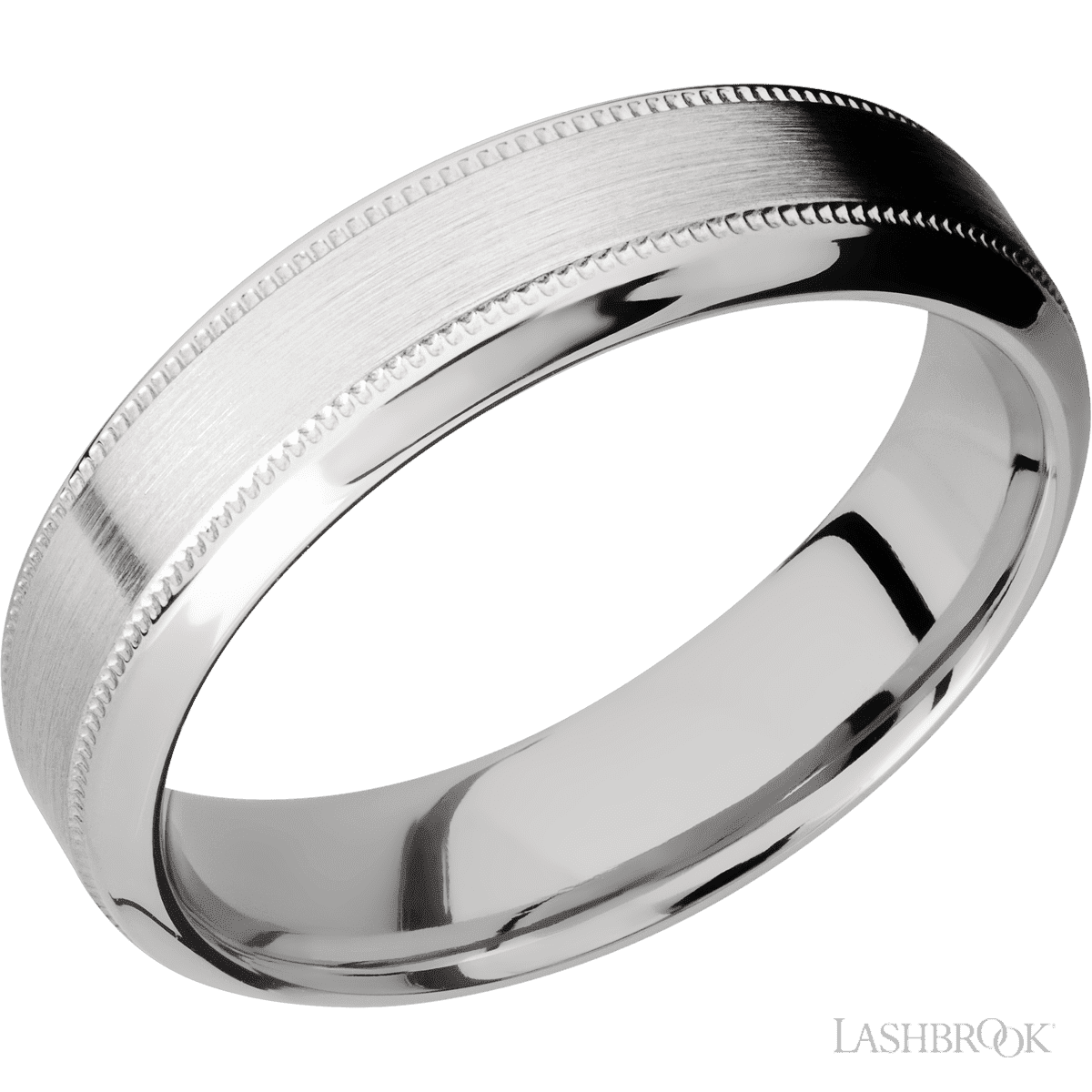 6 mm wide High Bevel Milgrain 14K White Gold band