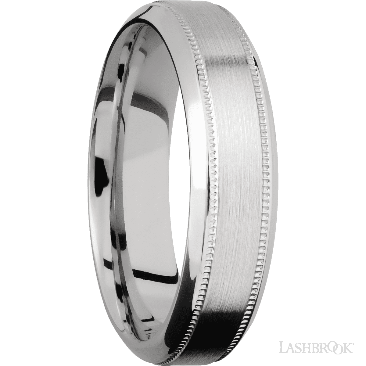 6 mm wide High Bevel Milgrain 14K White Gold band
