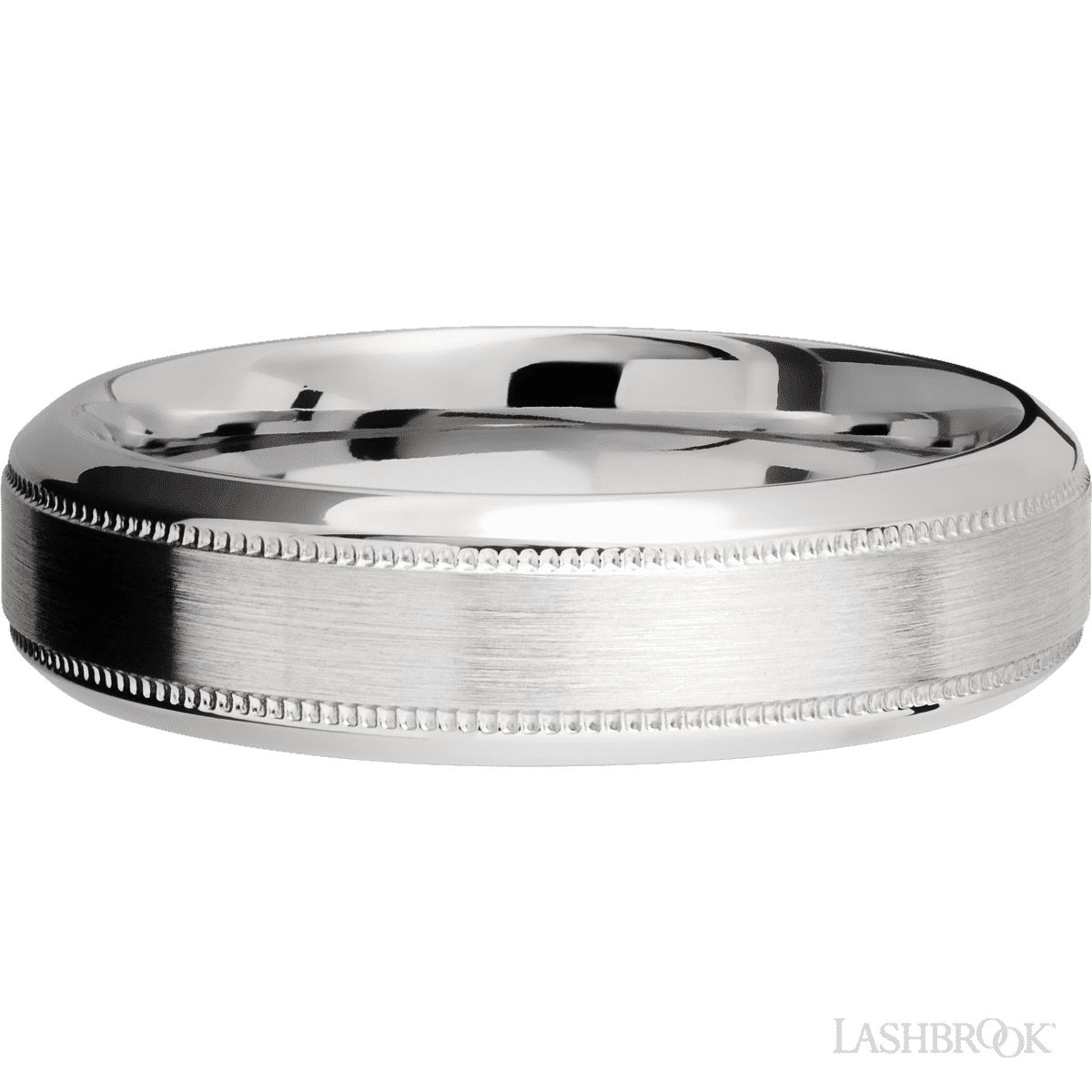 6 mm wide High Bevel Milgrain 14K White Gold band