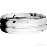 7 mm wide Beveled with Center Accent Groove 14K White Gold band