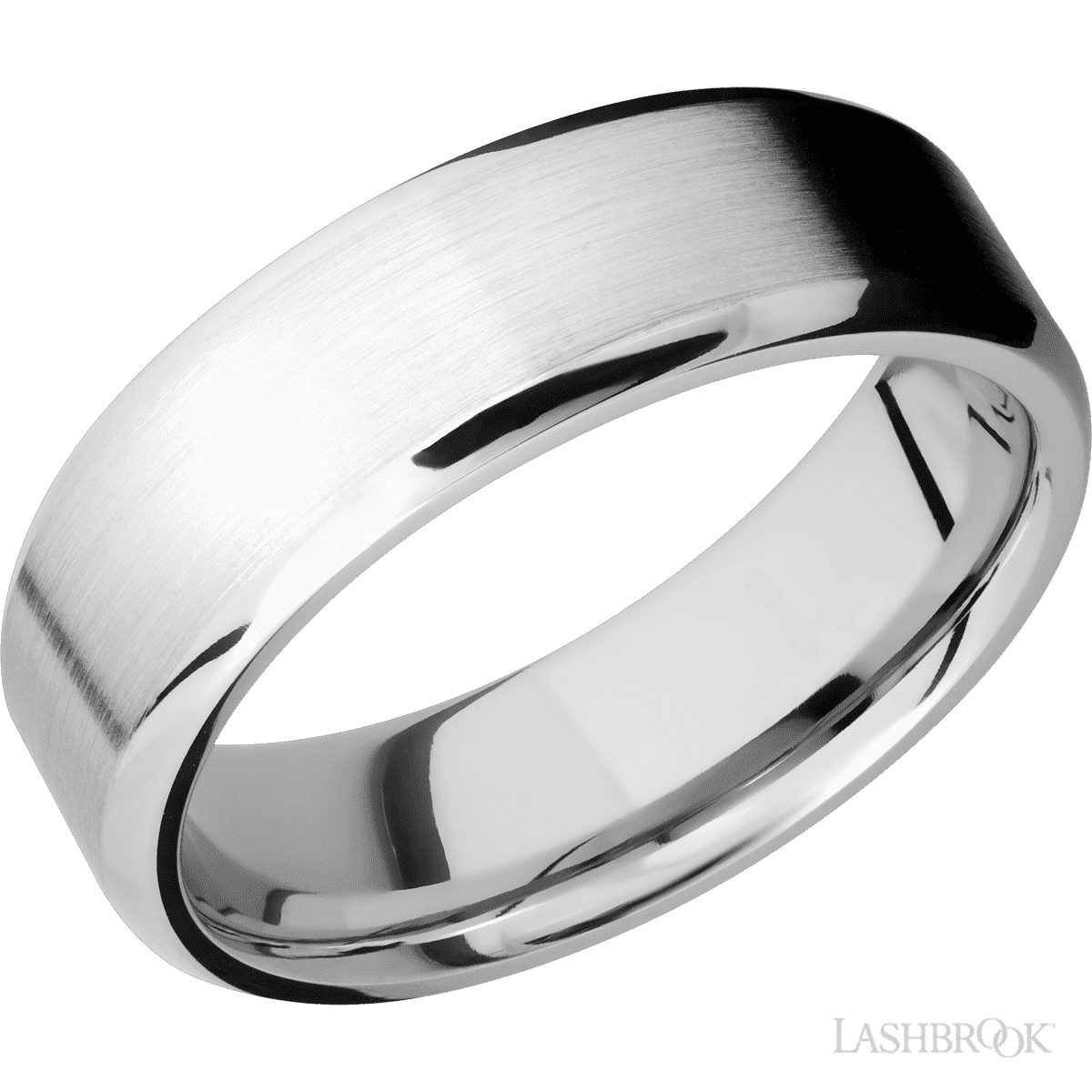 7 mm wide Beveled 14K White Gold band