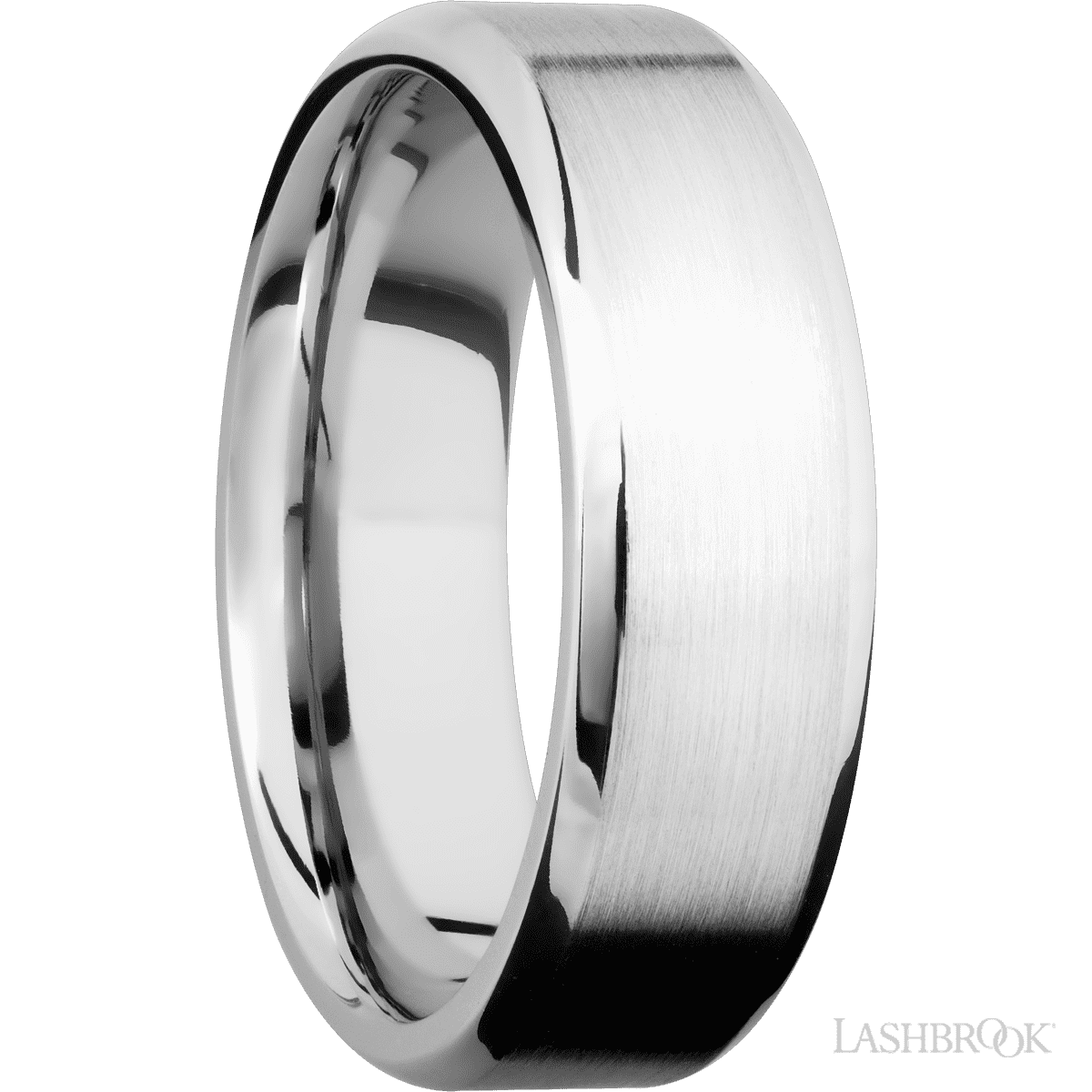 7 mm wide Beveled 14K White Gold band
