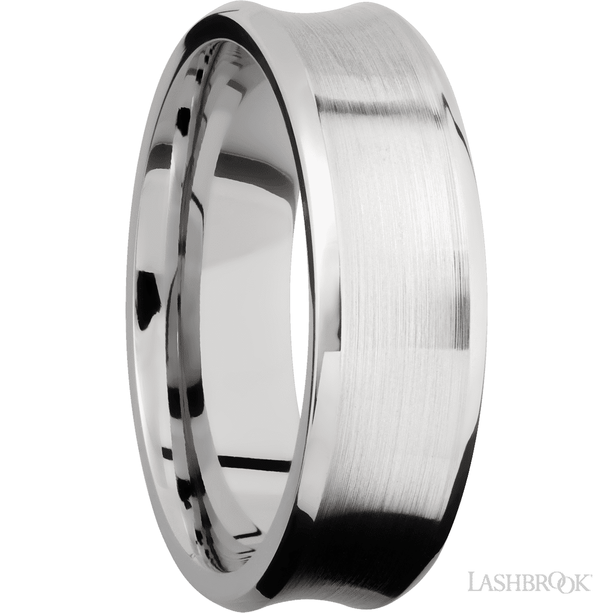 7 mm wide Concave Bevel 14K White Gold band