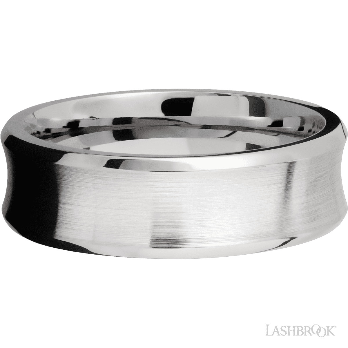 7 mm wide Concave Bevel 14K White Gold band