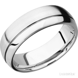 7 mm wide Domed with Off Center Accent Groove 14K White Gold band