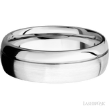 7 mm wide Domed with Off Center Accent Groove 14K White Gold band