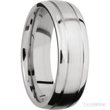 7 mm wide Domed with two accent grooves 14K White Gold band