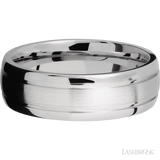 7 mm wide Domed with two accent grooves 14K White Gold band