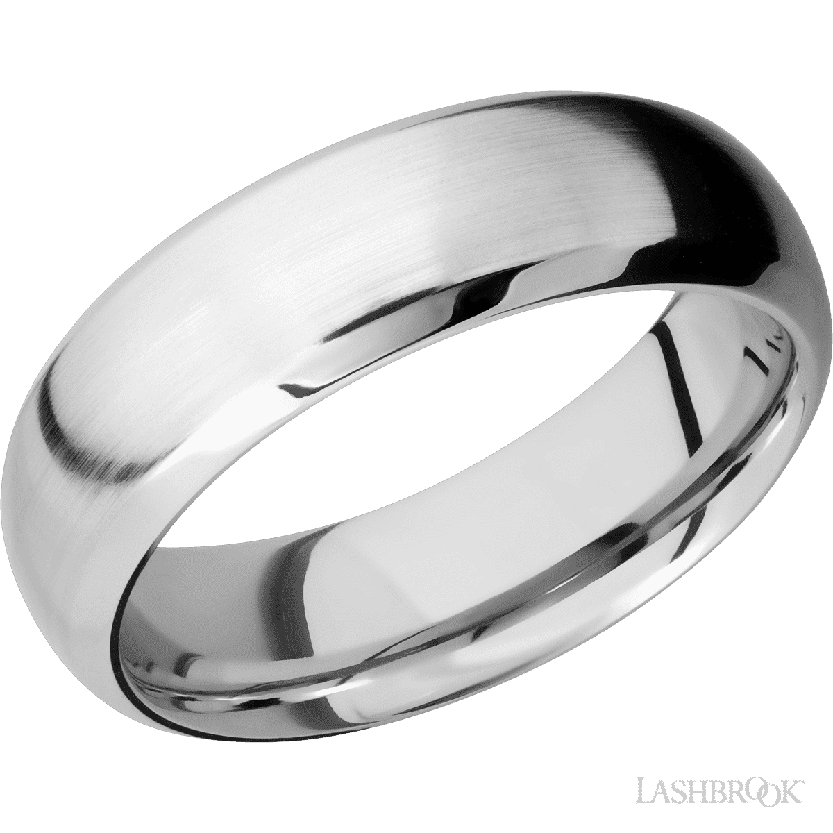 7 mm wide Domed Bevel 14K White Gold band