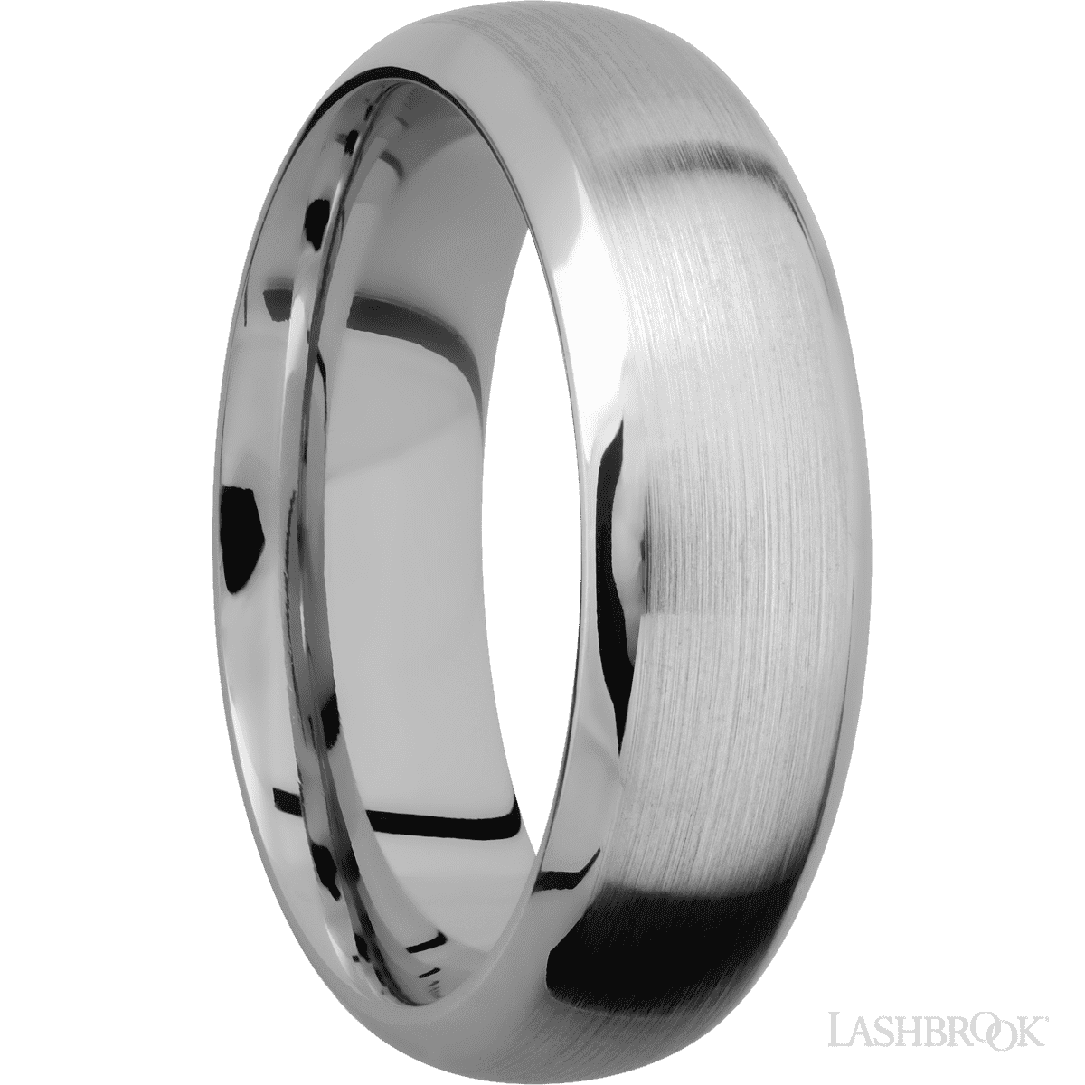 7 mm wide Domed Bevel 14K White Gold band