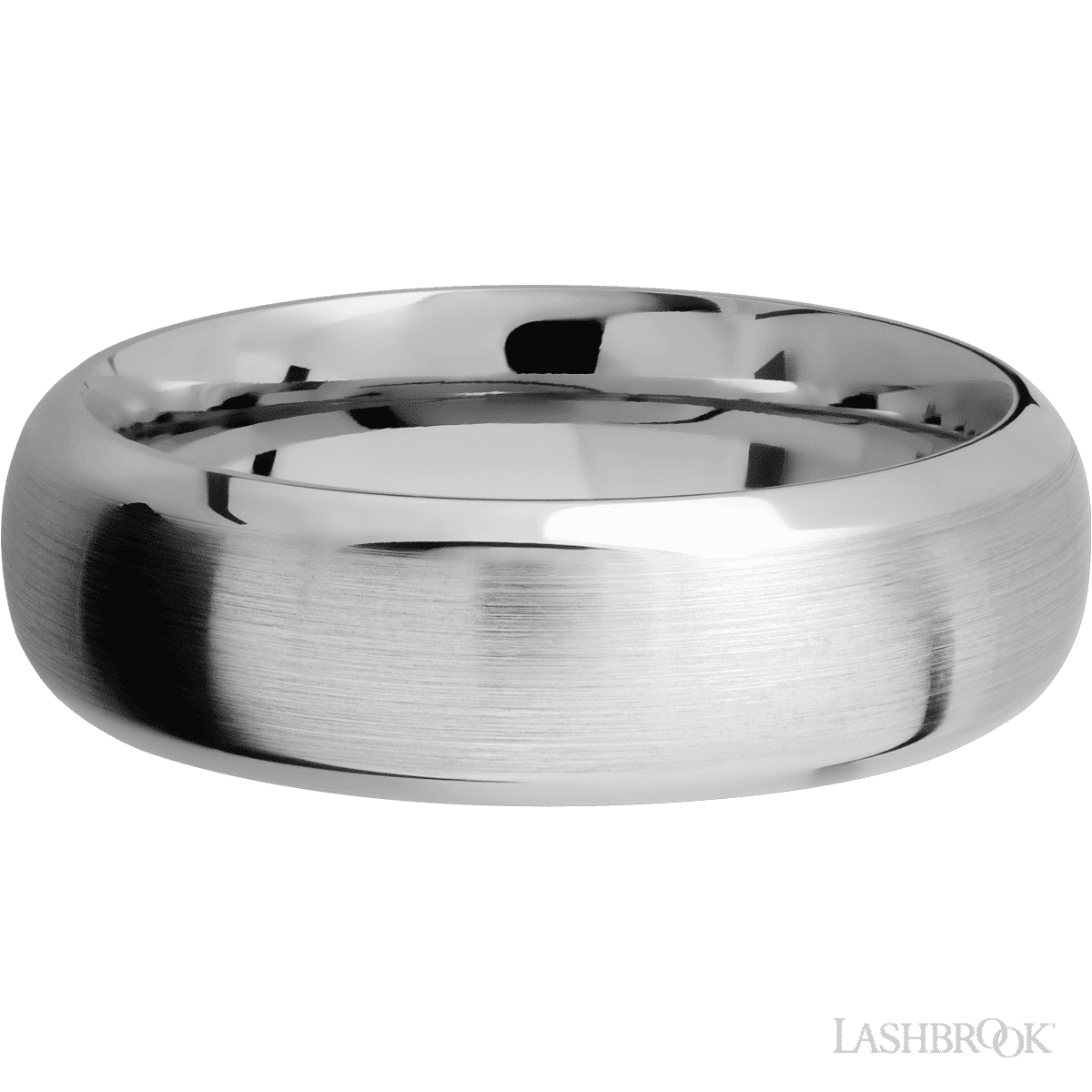 7 mm wide Domed Bevel 14K White Gold band