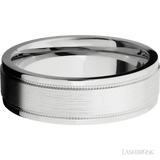7 mm wide Flat Stepped Edges Milgrain 14K White Gold band