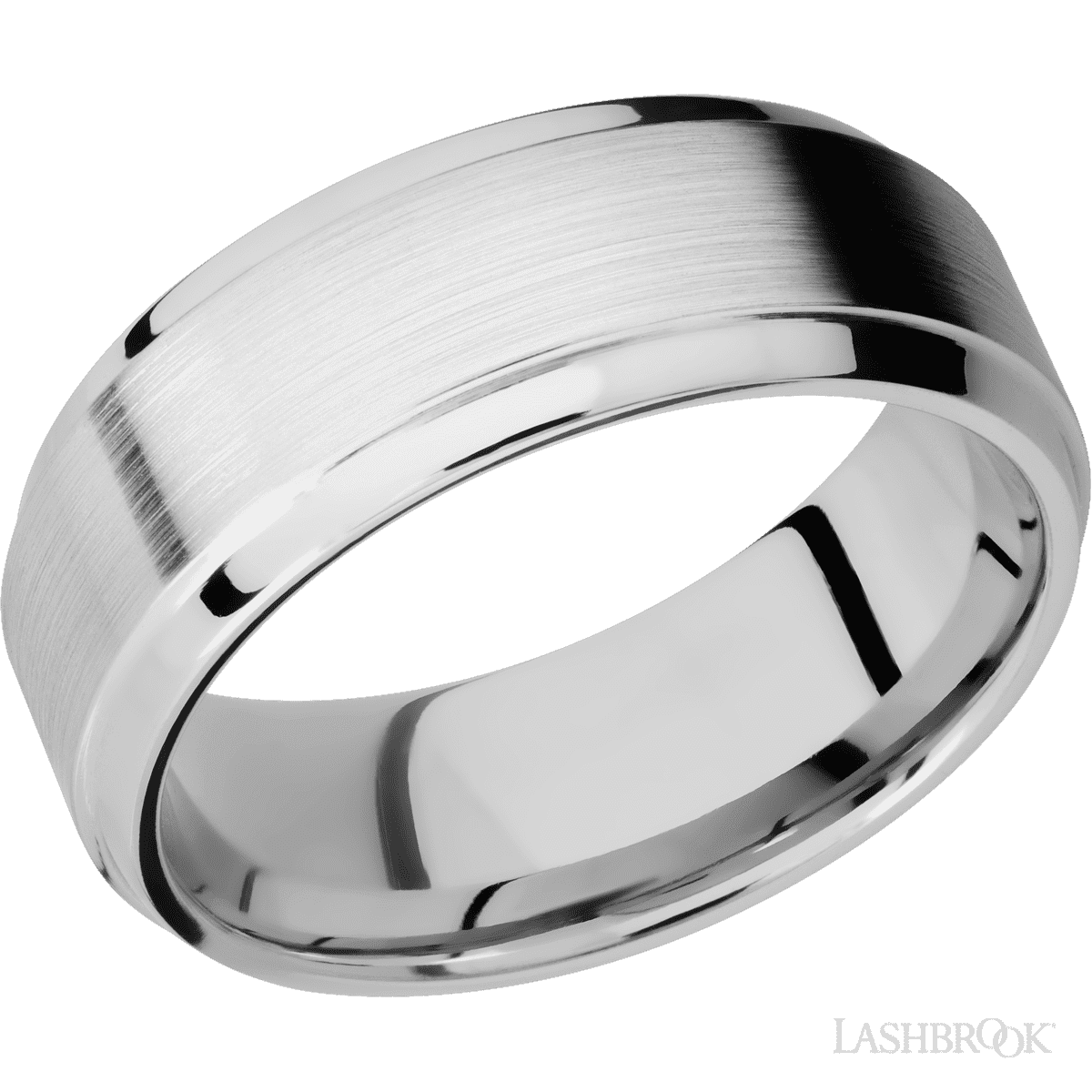 8 mm wide Stepped Bevel 14K White Gold band