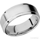 8 mm wide Stepped Bevel 14K White Gold band