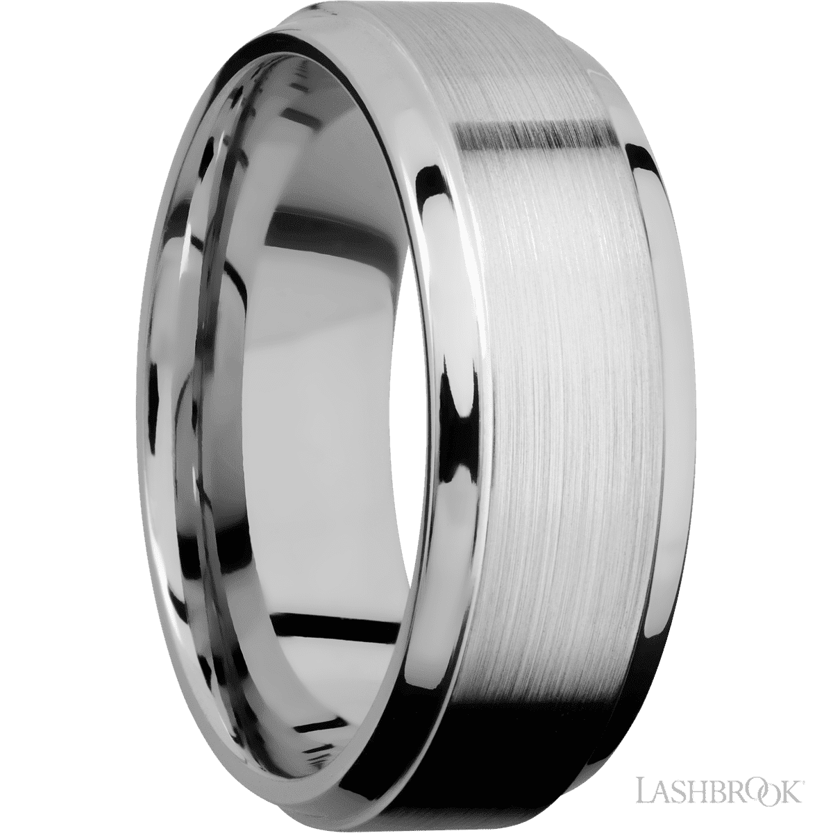 8 mm wide Stepped Bevel 14K White Gold band