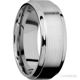 8 mm wide Stepped Bevel 14K White Gold band