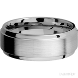 8 mm wide Stepped Bevel 14K White Gold band