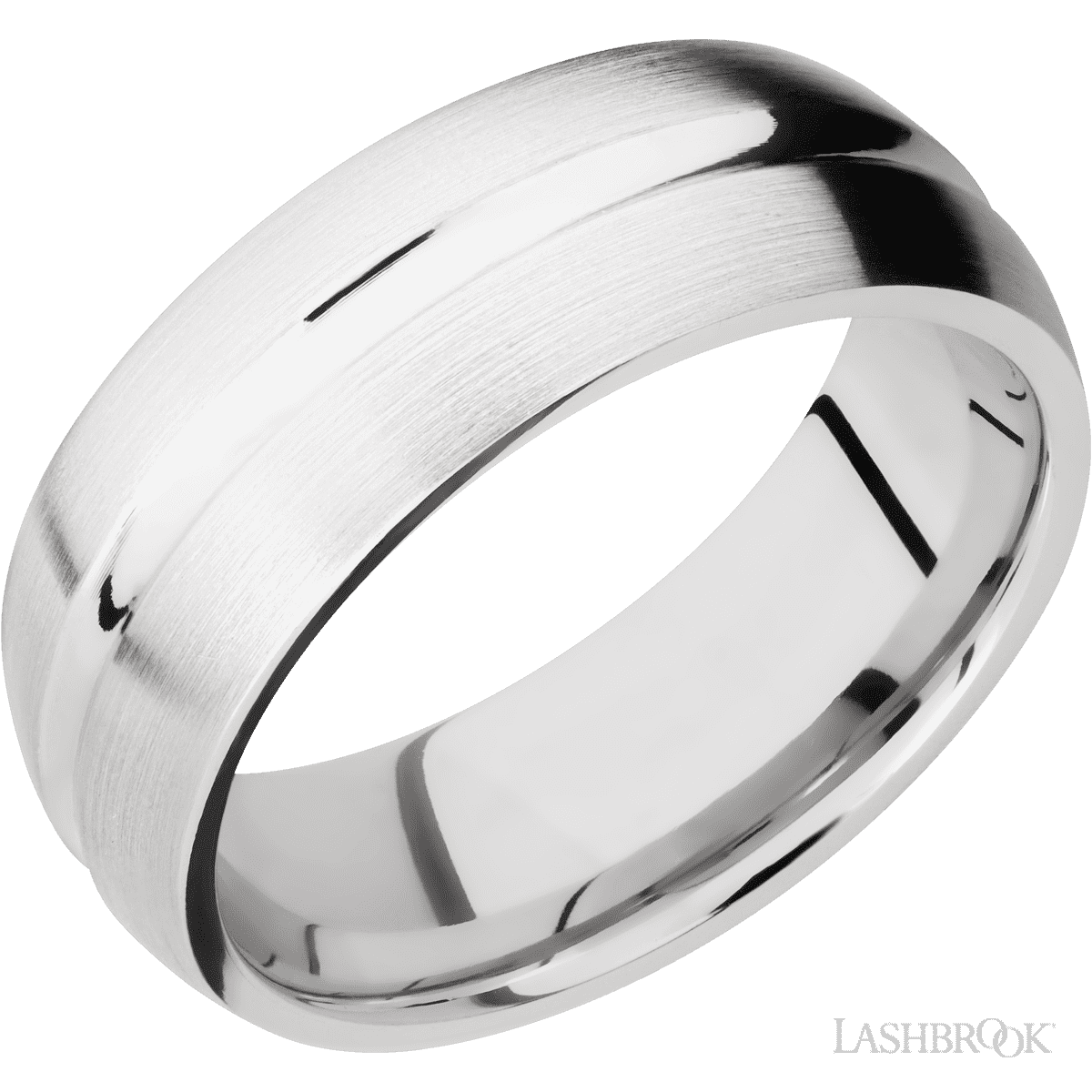 8 mm wide Domed Center Concave 14K White Gold band