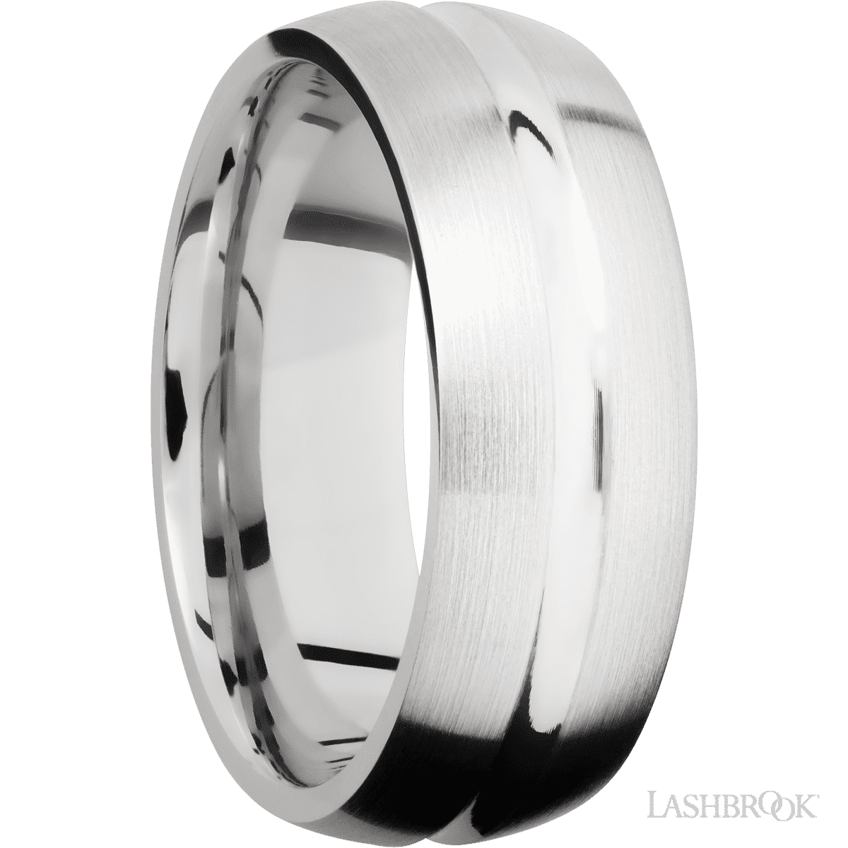 8 mm wide Domed Center Concave 14K White Gold band