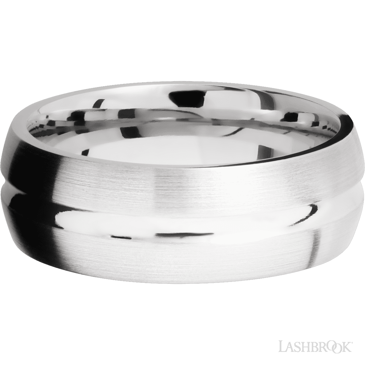 8 mm wide Domed Center Concave 14K White Gold band