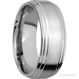 8 mm wide Flat Double Stepped Edges 14K White Gold band