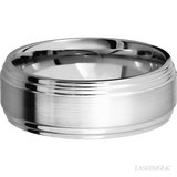 8 mm wide Flat Double Stepped Edges 14K White Gold band