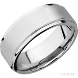 8 mm wide Flat Grooved Edges 14K White Gold band
