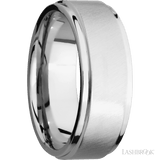8 mm wide Flat Grooved Edges 14K White Gold band