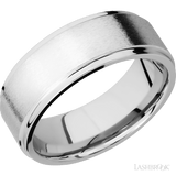 8 mm wide Flat Grooved Edges 14K White Gold band