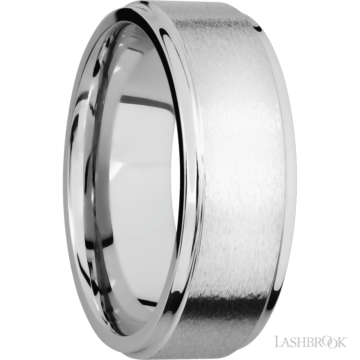 8 mm wide Flat Grooved Edges 14K White Gold band