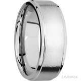 8 mm wide Flat Grooved Edges 14K White Gold band