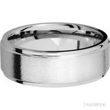 8 mm wide Flat Grooved Edges 14K White Gold band