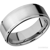 8 mm wide Flat Grooved Edges 14K White Gold band