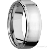 8 mm wide Flat Grooved Edges 14K White Gold band