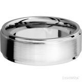 8 mm wide Flat Grooved Edges 14K White Gold band