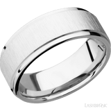 8 mm wide Flat Grooved Edges 14K White Gold band