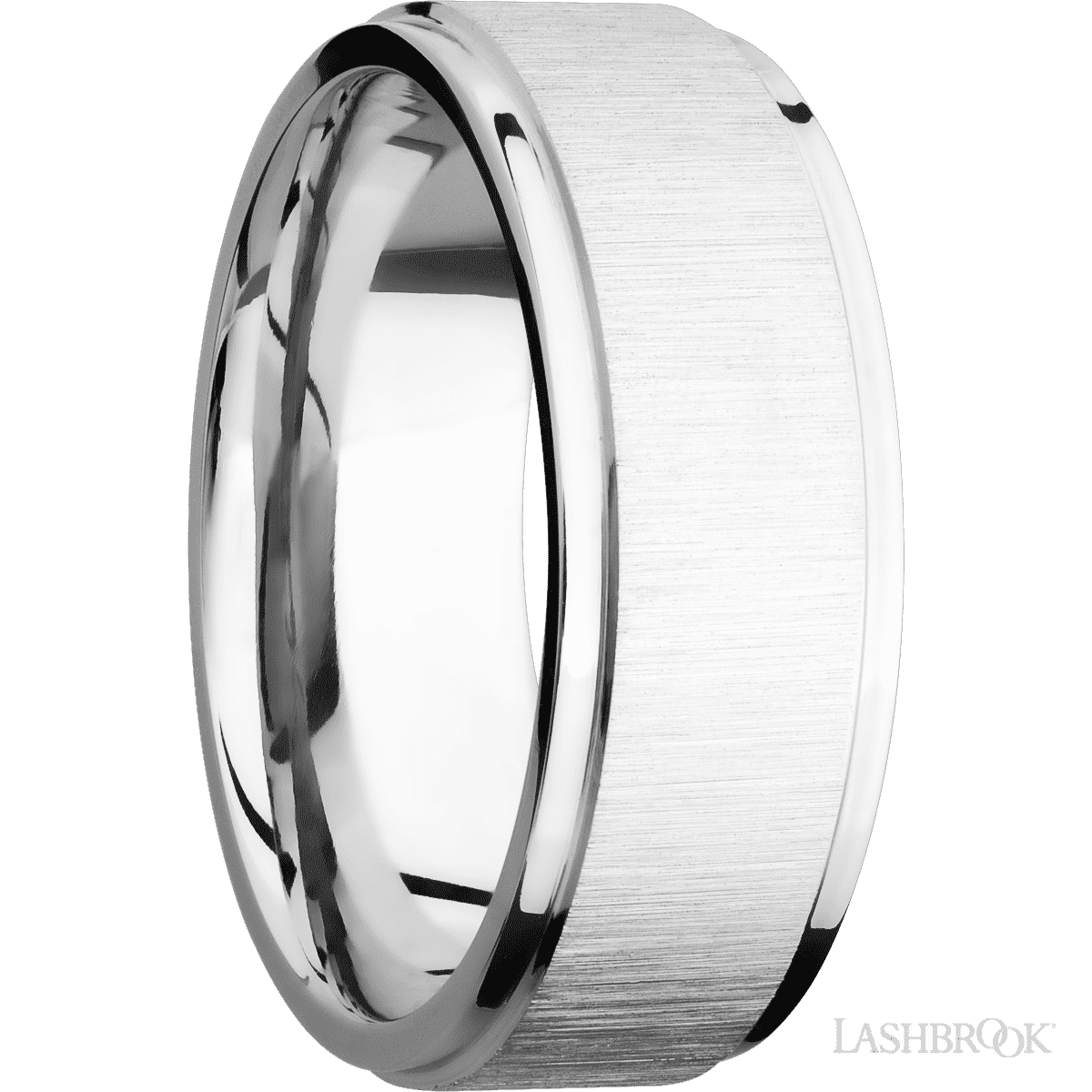 8 mm wide Flat Grooved Edges 14K White Gold band