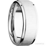 8 mm wide Flat Grooved Edges 14K White Gold band