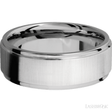 8 mm wide Flat Grooved Edges 14K White Gold band