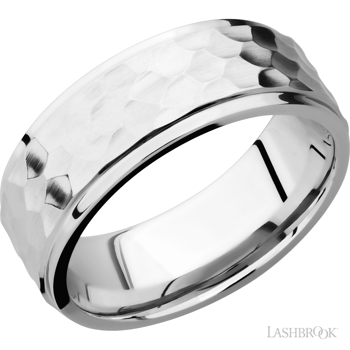 8 mm wide Flat Grooved Edges 14K White Gold band