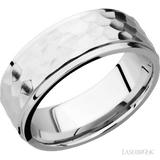 8 mm wide Flat Grooved Edges 14K White Gold band